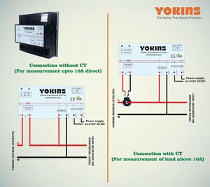 YOKINS เครื่องวัดตัวประกอบกำลังไฟฟ้าเฟสเดียวแบบดิจิตอล AC 5A 500V 96x96 มม. พร้อม CT - Product Image 4