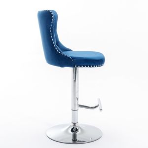 <b>Adjustable</b> Seat Height 25-33 Inch Swivel Velvet Barstools with Comfortable Tufted Backs Chrome Base Home <b>Bar</b> <b>Stools</b> - Product Image 4