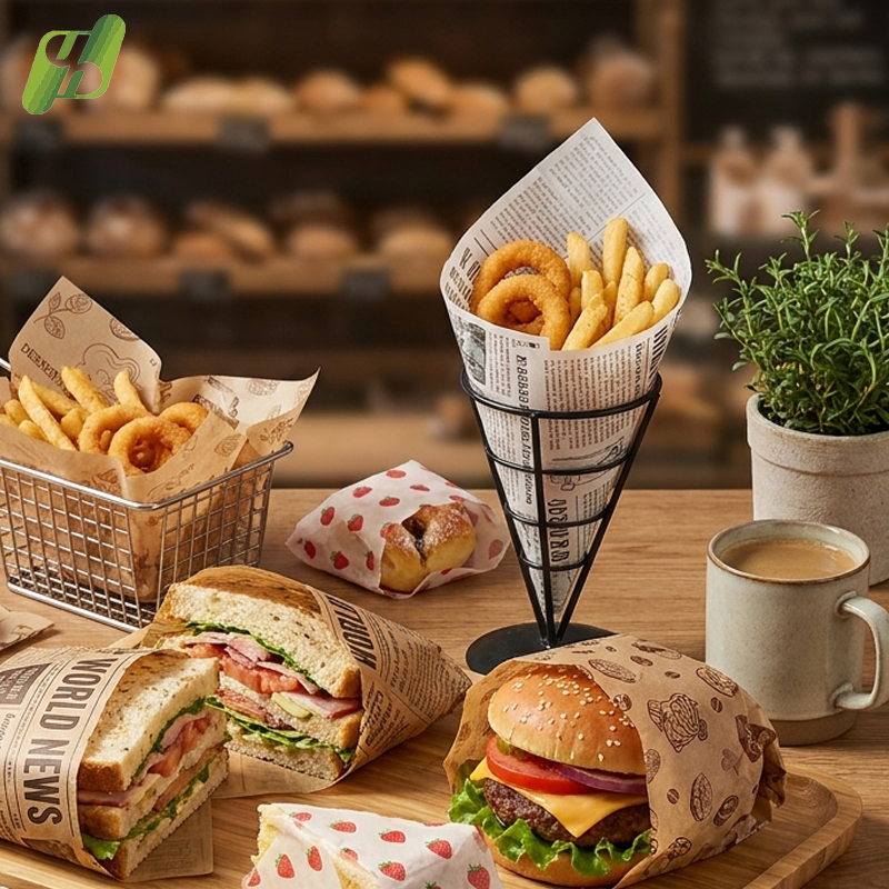 Grease Resistant Printed Deli Paper Sheets for Bakery Food Basket Liner and Sandwich Wrapping