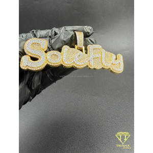 SoleFly <b>Name</b> <b>Chain</b> Moissanite Diamond Iced Out Pendant Hip Hop Jewelry Luxury Gift for Men Women - Product Image 3