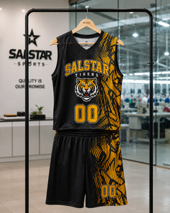 Maillots de basket-ball personnalisés pour hommes, design tendance, haute qualité, ensembles d'uniformes d'équipe, col en V, sans manches, maille 100% polyester, séchage rapide - Product Image 5