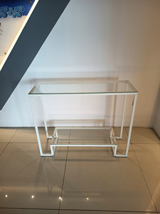 Table console moderne en verre avec structure métallique et étagère inférieure S3119 Design simple - Product Image 2