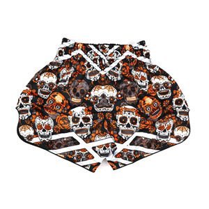 Shorts de Muay Thai taille haute pour femmes, motif tête de mort, respirants, tricotés, style gothique - Product Image 2