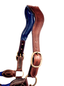 Horsekraft High Quality English Leather Anatomical Warrior Combo <b>Equestrian</b> Horse Halter Breathable Luxury Stitching Brass - Product Image 2