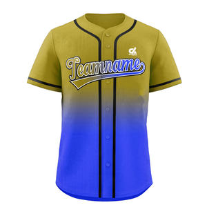 เสื้อเบสบอลไล่เฉดสีม่วงเขียวแบบกำหนดเองสำหรับผู้ชาย เสื้อทีมแบบติดกระดุม ระบายอากาศได้ดี ผลิตจากโพลีเอสเตอร์ พร้อมปักชื่อส่วนตัว - Product Image 3