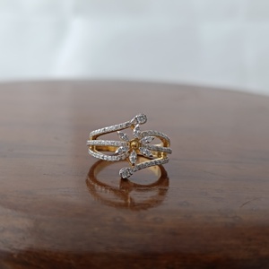 18K Solid Gold Diamond Floral <b>Ring</b> Two Tone Cluster Design Elegant <b>Statement</b> Cocktail <b>Ring</b> for Women Wedding Party Jewelry - Product Image 5