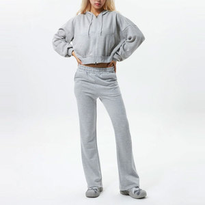Pantalones de chándal acampanados para mujer, de cintura alta, pierna ancha, para yoga, fitness, o lazo de lazo. Fabricante mayorista OEM. - Product Image 6