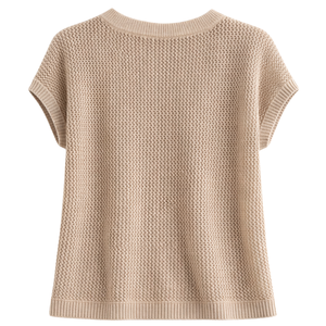 เสื้อสเวตเตอร์ไหมพรมแขนสั้นทรงหลวมสไตล์ลำลองสำหรับผู้หญิง เนื้อผ้าระบายอากาศได้ดี เหมาะสำหรับฤดูร้อน แฟชั่นเสื้อคลุม - Product Image 2