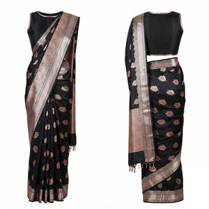 Sari indien haut de gamme pour femme, tenue ethnique drapée de créateur, ornée pour mariage, célébration, festival, fête - Product Image 1