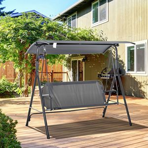 Columpio de Porche para 3 Personas con Soporte, Estilo Cómodo, Inclinación Ajustable, Toldo para Patio o Porche - Product Image 2