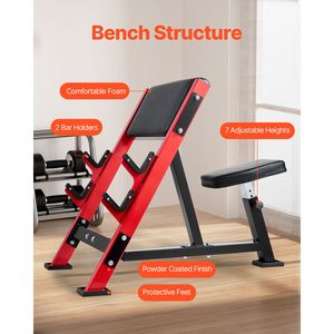 Panca per Allenamento Braccia da Casa con Carico Massimo 660 LBS, Attrezzatura Fitness per Preacher Curl - Product Image 5