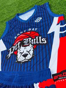 Ensemble de maillots de basket-ball personnalisés, meilleur matériau, blanc, rouge, bleu, sublimé, 22, unisexe, adulte, séchage rapide, sans manches, col en V, athlétique - Product Image 5