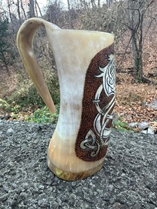 Nueva Jarra Vikinga Auténtica Hecha a Mano de Cuerno de Vaca, Jarra Natural de Cuerno de Buey para Beber Cerveza/Ale/Mead, Ecológica, Estilo Medieval Vintage para el Hogar - Product Image 5