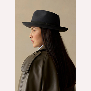 Chapeau Fedora Noir 100% Polyester Unisexe à Large Bord, Formel et Décontracté, Accessoire Adulte avec Ruban, Quatre Saisons, 56-58CM, Broderie à la Main - Product Image 3