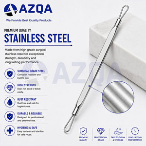 Stainless Steel Double Sided Comedone <b>Removal</b> Tool With Wire Loop Ends And Textured Non Slip Grip For Facial Skincare - Product Image 3