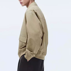 Chemise-veste en toile de coton kaki pour homme, coupe classique, col rabattu, style décontracté d'automne avec poches, simple boutonnage - Product Image 5