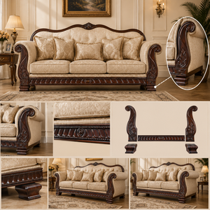 Custom Upholstered <b>Sofa</b> Solid <b>Wood</b> Front <b>Frame</b> Decorative Side Panels Exposed <b>Wood</b> Furniture Components Factory Direct - Product Image 3