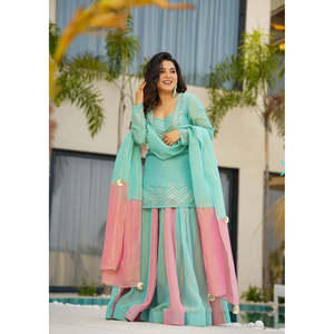 Top de chifón de diseñador XL para fiesta con lehenga y dupatta, elegante y con estilo. - Product Image 6