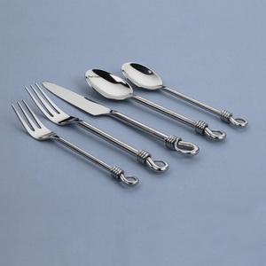 Ensemble de couverts en acier inoxydable plaqué, design moderne et traditionnel, 5 pièces, manches argentées, pour la maison, les hôtels, le camping, la vaisselle - Product Image 2