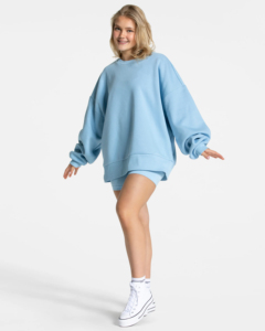 Oversized Breathable Womens Pullover Sweatshirt Cozy Cotton Blend Crewneck Relaxed Fit Winter Fashion <b>Drop</b> Shoulder - Product Image 3