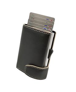 2024 nouveau Design Castello X C-SECURE hommes minimalisme noir Mini véritable peau de vache en cuir souple RFID métal porte-cartes ouvert court OEM - Product Image 3
