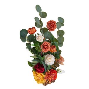 4 pezzi di fiori artificiali floreali arancioni alti 17.5 pollici per il ricevimento della cerimonia della decorazione della sedia dei corridori del corridoio del matrimonio - Product Image 1