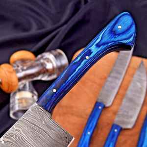 Juego de Cuchillos de Chef de Acero de Damasco Premium Hechos a Mano de Alta Calidad, 5 Piezas, Juego de Cuchillos de Chef Hechos a Mano Personalizados con Estuche de Cuero, Venta al Por Mayor - Product Image 5