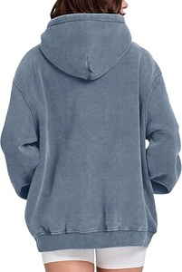 Oversized Hooded Sweatshirt Solid Blue French Terry Pocket Casual <b>Pullover</b> <b>Men</b> Autumn Wear Regular Fit - Product Image 5
