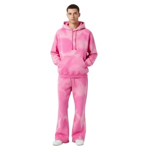 ชุดวอร์มผู้ชายแบบมีฮู้ด สไตล์ลำลอง ผ้าฟลีซคอตตอน 100% ทรงหลวม สไตล์กางเกงขายาว ลวดลายฟอกสีแบบย้อมกรด - Product Image 1