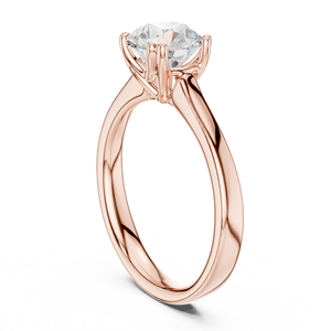 Anillo Solitario de Diamante Moissanita en Plata de Ley con Baño de Oro Rosa - Color D, VVS1, Corte Redondo, 4 Puntas, Anillo de Boda para Mujer - Product Image 3