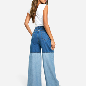 Pantalones Vaqueros Holgados de Cintura Alta, Corte Regular, Elásticos, de Algodón, Estilo Baggy, Rectos, Ajustados, para Mujer, Servicio OEM - Product Image 2