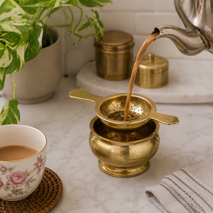 Brass Tea Strainer with Handles Fine Mesh Tea Infuser Reusable Loose Leaf Tea Filter for <b>Teapot</b> Tea Brewing Kitchen Accessories - Product Image 4