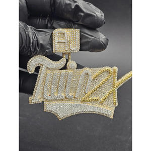 Pendentif personnalisé avec nom, serti de diamants Moissanite, collier Hip Hop en or, bijoux de style bling-bling - Product Image 1