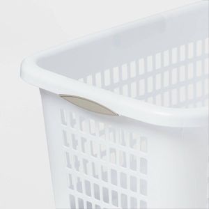 Portable White 2bu Laundry <b>Basket</b> with Built-In Handles 70.4L Capacity <b>Plastic</b> Clothes Organizer - Product Image 2