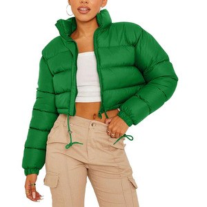 Side Pockets & Adjustable Waist Women's <b>Puffer</b> <b>Jacket</b> New Style Hip Hop Fashion Wear Clothes Stand Collar <b>Crop</b> <b>Puffer</b> <b>Jackets</b> - Product Image 1