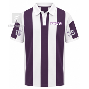 Custom NCNW Council Striped <b>Polo</b> <b>Shirt</b> with Embroidered Logo Front purple <b>White</b> casual short Sleeve for Female - Product Image 1