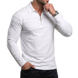 Camisetas Polo de Manga Larga a Rayas para Hombre, al por Mayor, OEM, con Cierre de Cremallera, Bloques de Color, Hechas a Medida, Ajustadas, Casuales, de Punto - Product Image 3