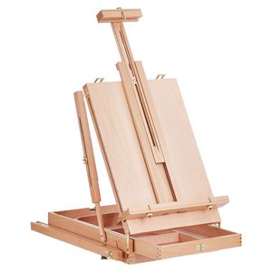 Chevalet pliable en bois de hêtre français 34 pouces avec support pour toile, palette et sangle réglable en hauteur et en angle pour la peinture sur toile - Product Image 1