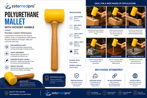 Polyurethane Mallet 57mm x 89mm Yellow Brown Non Marring Hammer with Hickory Wood Handle for Jewelry Workshop ZETOMEDPRO - Product Image 6