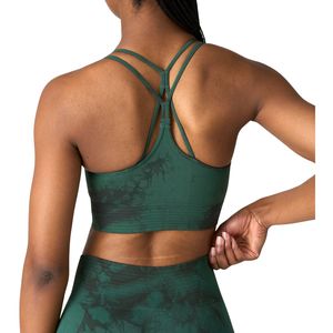 Custom Wholesale Women <b>Tie</b> Dye Sports Bra Seamless Strappy <b>Back</b> Breathable Yoga Fitness Gym Workout Activewear - Product Image 2