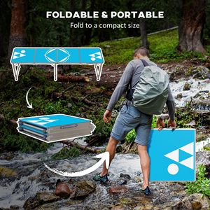 Tavolo da Picnic Pieghevole in Alluminio Leggero da 2,4 m con Gambe Regolabili, Design Portatile per Camera da Letto, Palestra, Spiaggia, BBQ, Escursionismo, Viaggi - Blu e Bianco - Product Image 4