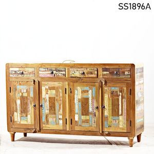 Buffet en bois massif de style unique SUREN SPACE, artisanal, de style farmhouse indien, avec tiroirs, pour cuisine, salle à manger, salon, hôtels - Product Image 1