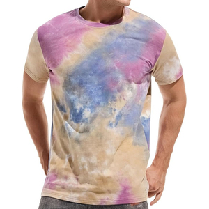 เสื้อยืดแขนสั้นผู้ชาย ลายมัดย้อม คอกลม ทรงลำลอง ผ้าถัก ลายหลากสี - Product Image 1