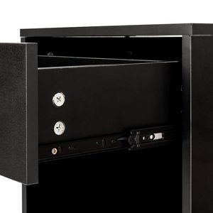 Comodini Moderni in Legno Massello per Casa e Hotel, Neri, Set da 2 con Cassetto - Product Image 4
