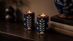 Resin Wood Arabic Gift Handmade Eco-Friendly <b>Candle</b> Holder Square & Round Office Use Bone Inlay Box Set FAIZA CRAFT Hot Sell - Product Image 5