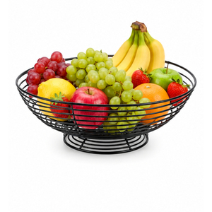 Corbeille à fruits moderne en fil métallique noir pour comptoir de cuisine, bol décoratif en métal pour fruits et légumes, support de rangement, prix le plus bas - Product Image 1