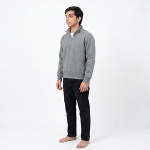 Sweat-shirt personnalisé pour homme à col montant zippé, en mélange de coton et polaire brossée, coupe ample, style streetwear quotidien - Product Image 4