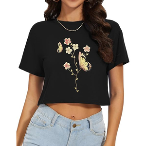 Camiseta Corta Informal para Mujer, de Algodón, Holgada, con Hombros Caídos, Lisa, con Logotipo Personalizado, Estilo Urbano - Product Image 4