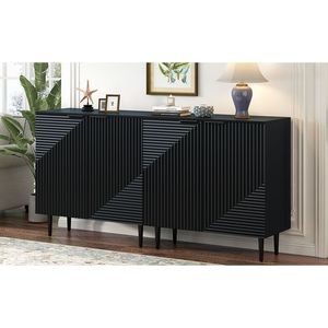 Mirod Set 2 moderni minimalisti supporto TV ripiani regolabili elegante geometrico Design porta versatili armadi per soggiorno - Product Image 3