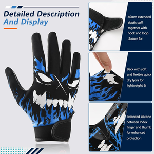 Gants de football américain haut de gamme pour receveurs, paume en silicone adhérent, couleur personnalisée, logo personnalisé, légers - Product Image 2